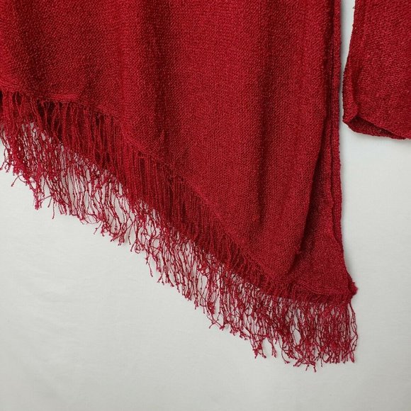 Women’s Chico's RED Asymmetrical Sweater Fringed 0 - Picture 7 of 9